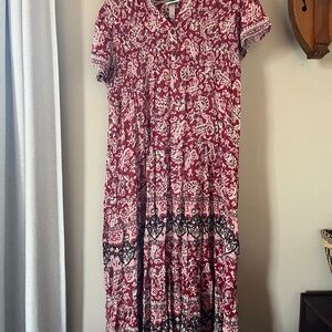 Knox Rose Red Short-Sleeve Maxi Dress (Nursing friendly!)